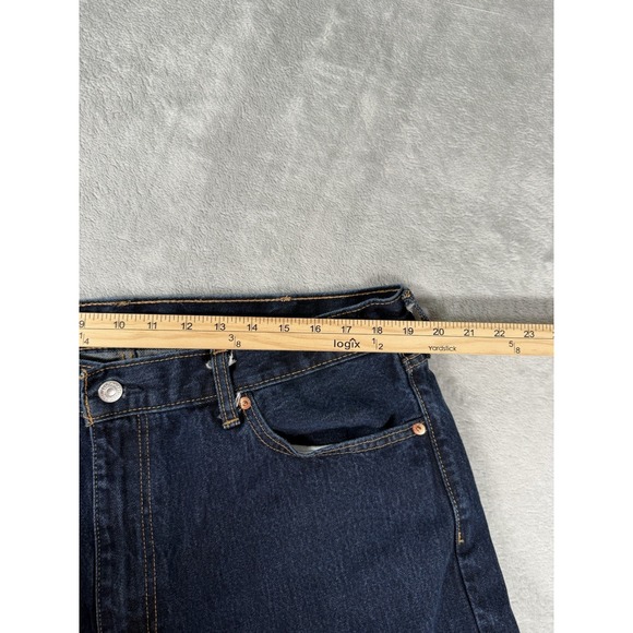 Levis 505 Jeans Mens 40x30 Blue Denim‎ Regular Fit Straight Leg Dark Wash - Picture 5 of 12